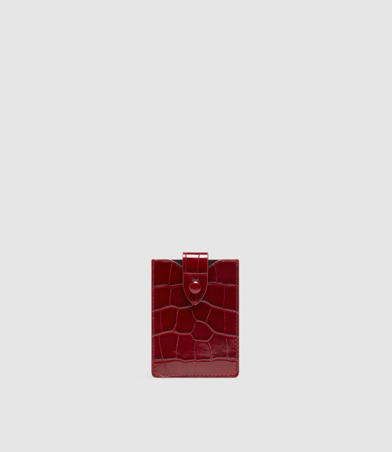 Small Wallet Embossed Croc Ruby