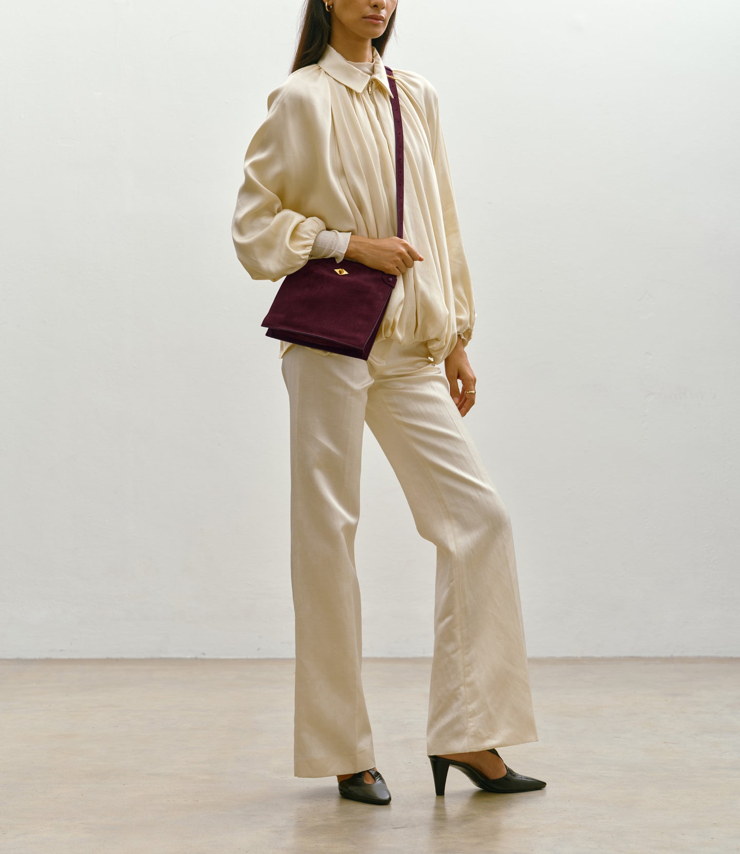 Stowaway Crossbody Buttery Suede Amarone