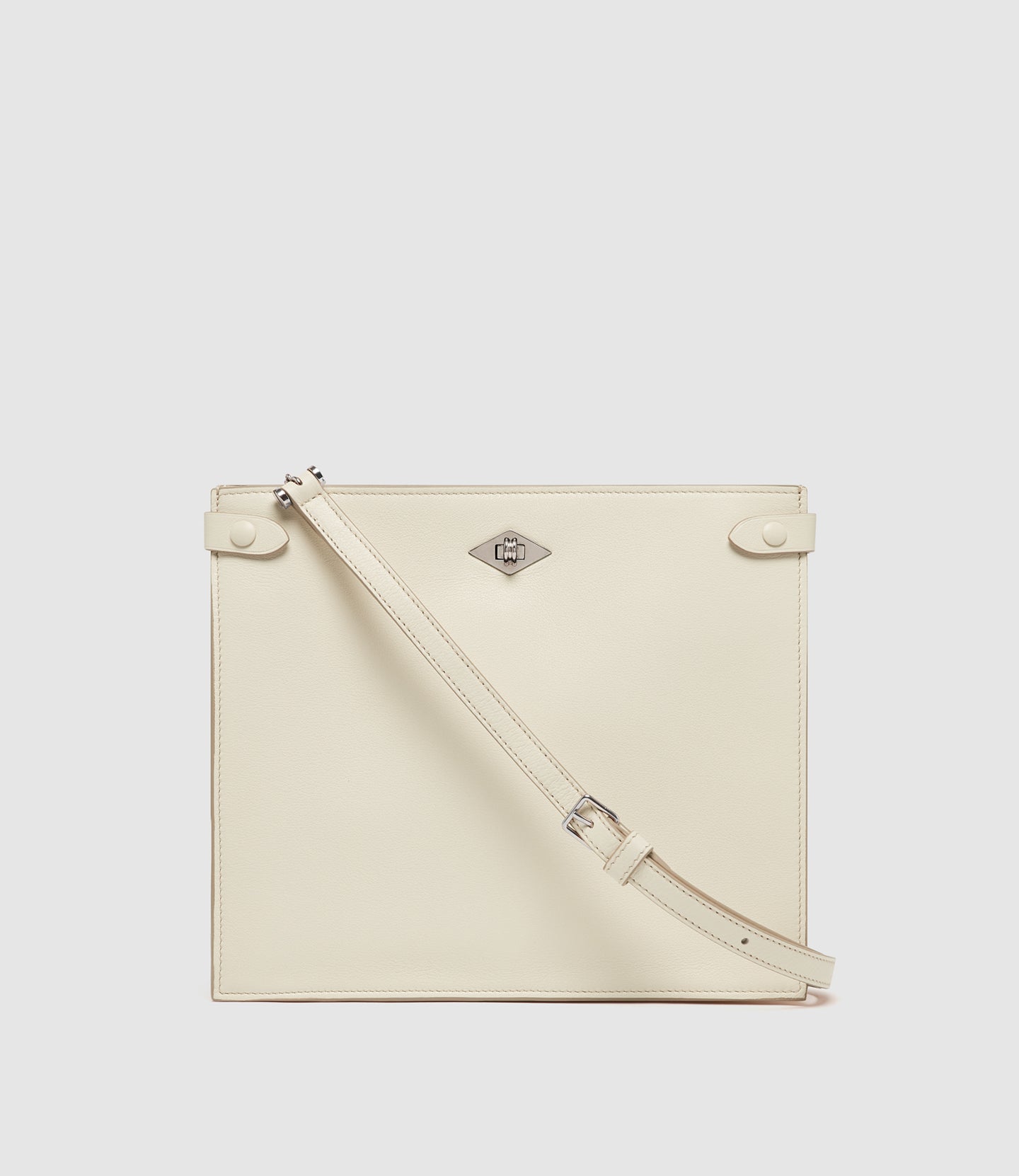 Stowaway Crossbody Smooth Calfskin White Sand with Silver Hardware