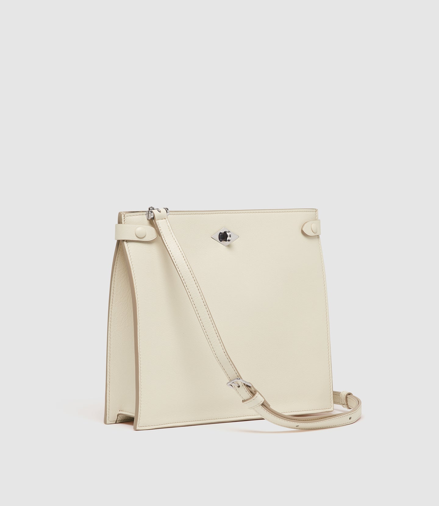 Stowaway Crossbody Smooth Calfskin White Sand with Silver Hardware