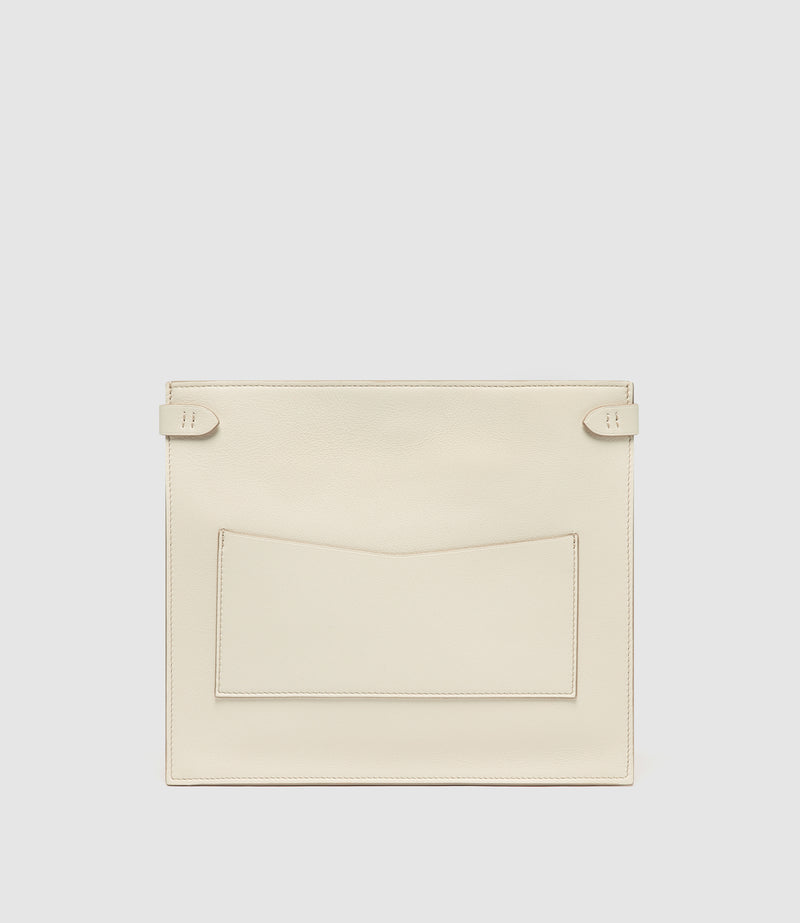 Stowaway Crossbody Smooth Calfskin White Sand with Silver Hardware