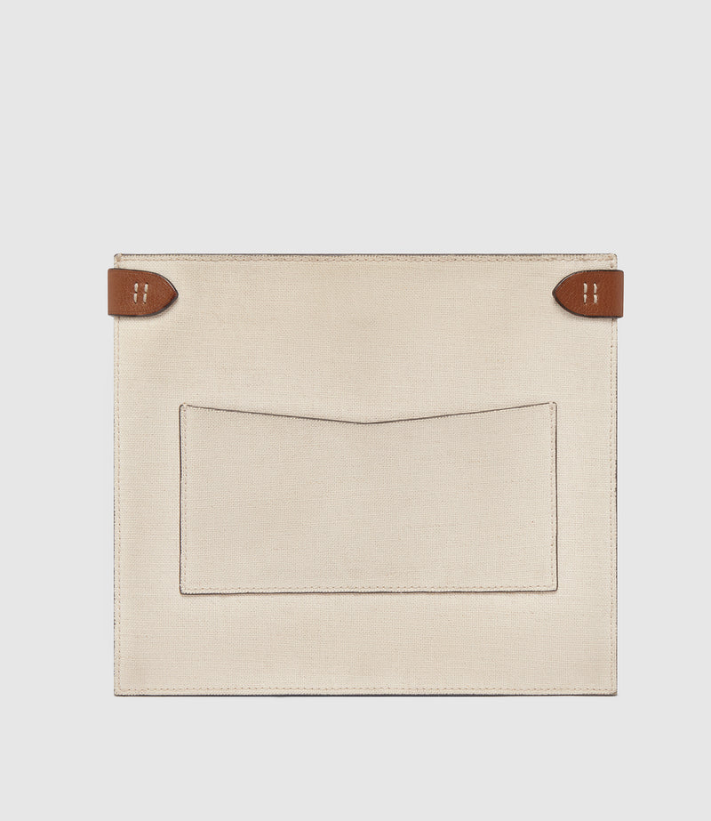 Stowaway Crossbody Natural Linen with Cognac