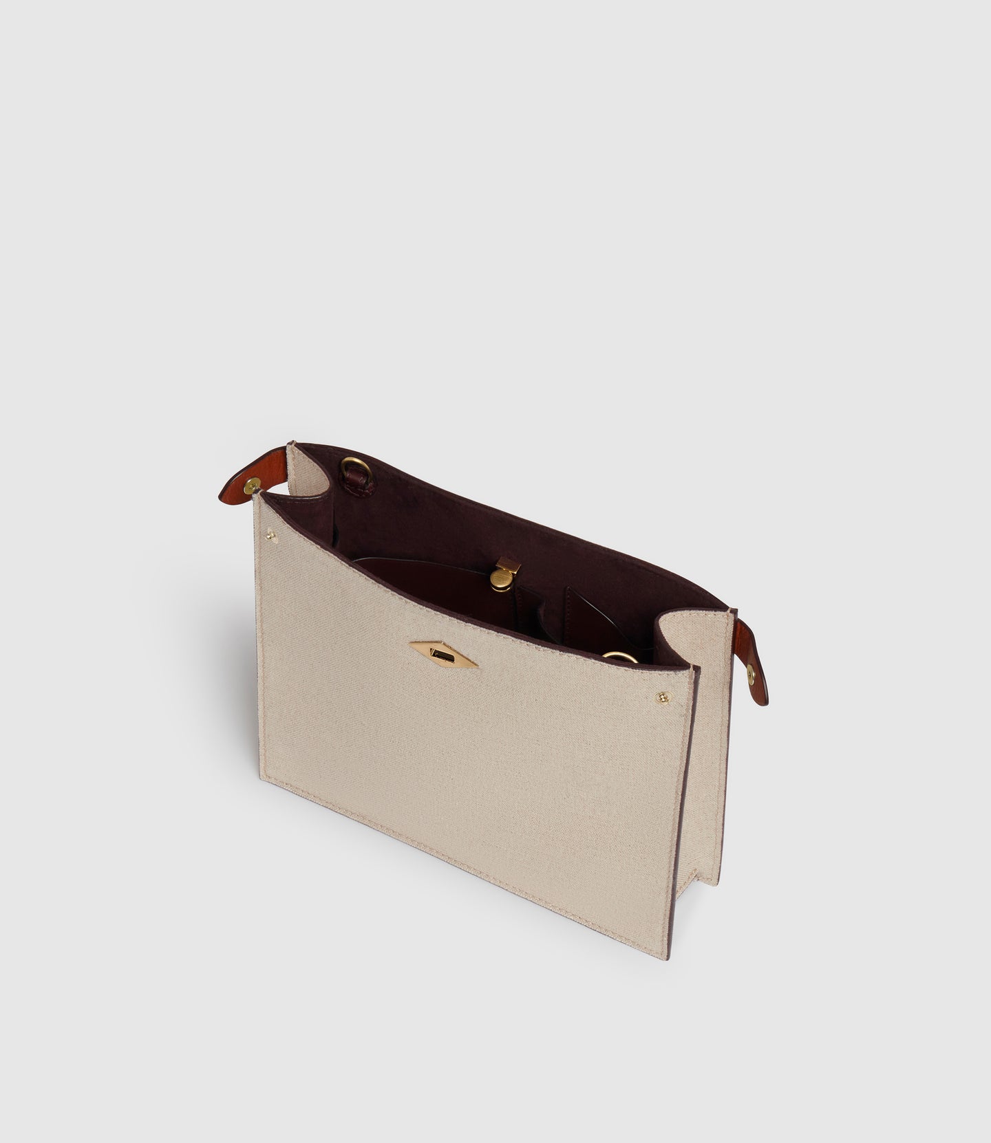 Stowaway Crossbody Natural Linen with Cognac