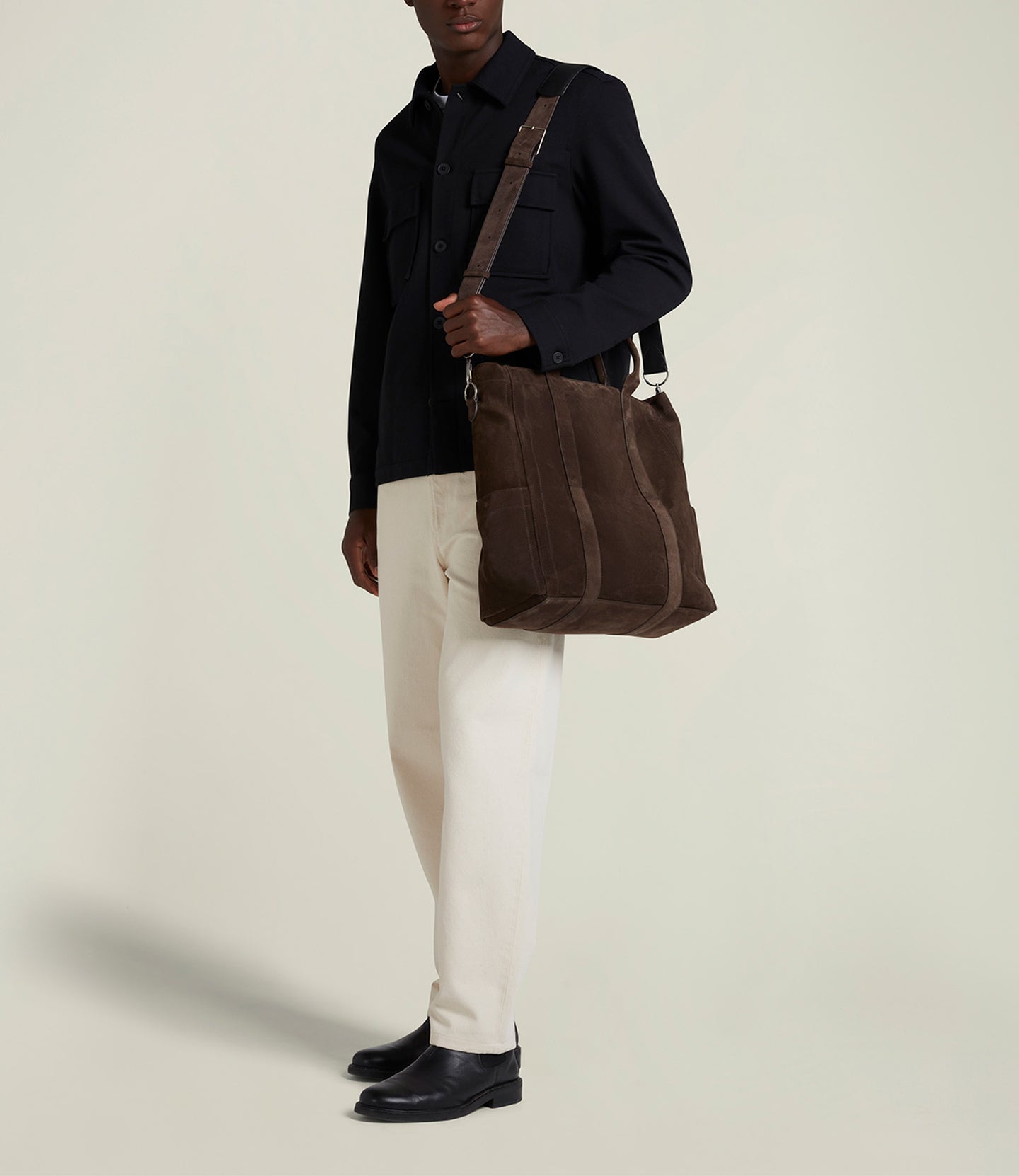 Mariner Zippered Tote Suede Chocolate