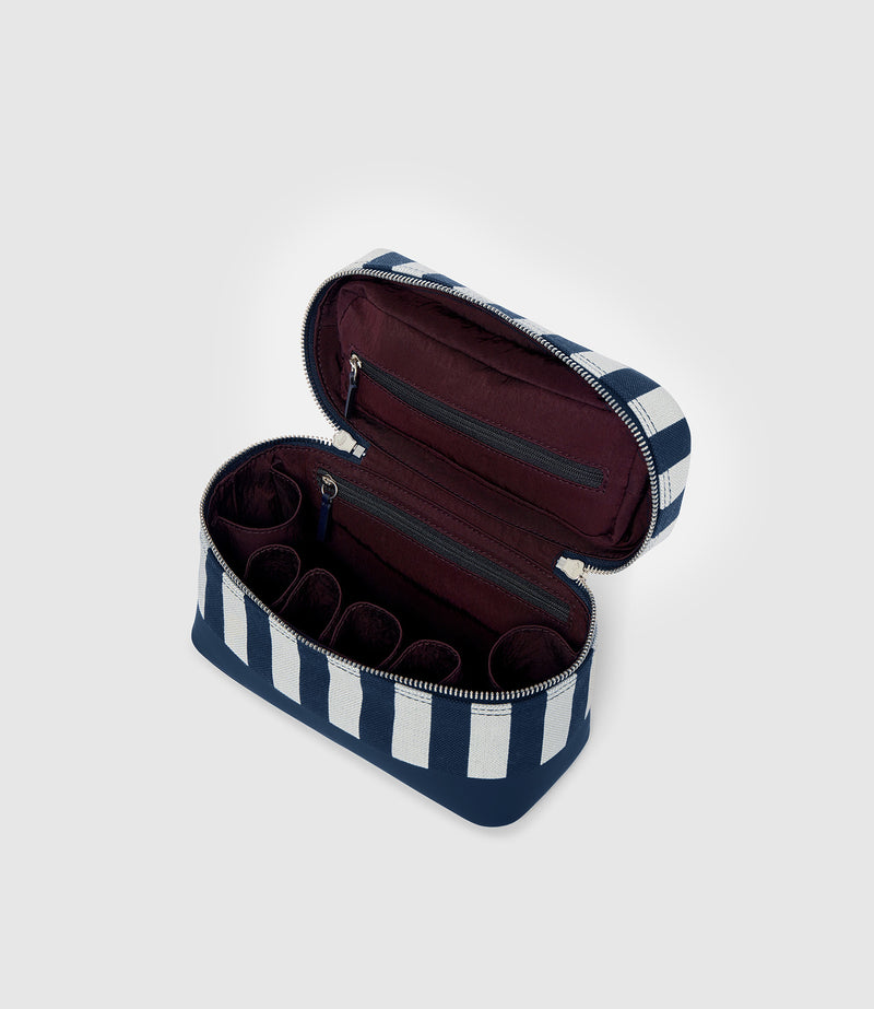 Westman Atelier By Métier Makeup Train Case Jacquard Navy Stripe