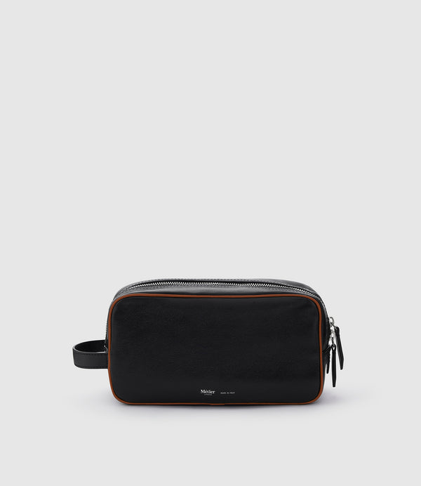 Wash Bag Elvis Black with Buffalo Cognac