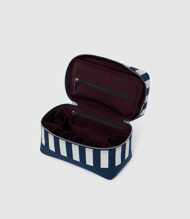 Westman Atelier By Métier Oversized Makeup Train Case Jacquard Navy Stripe