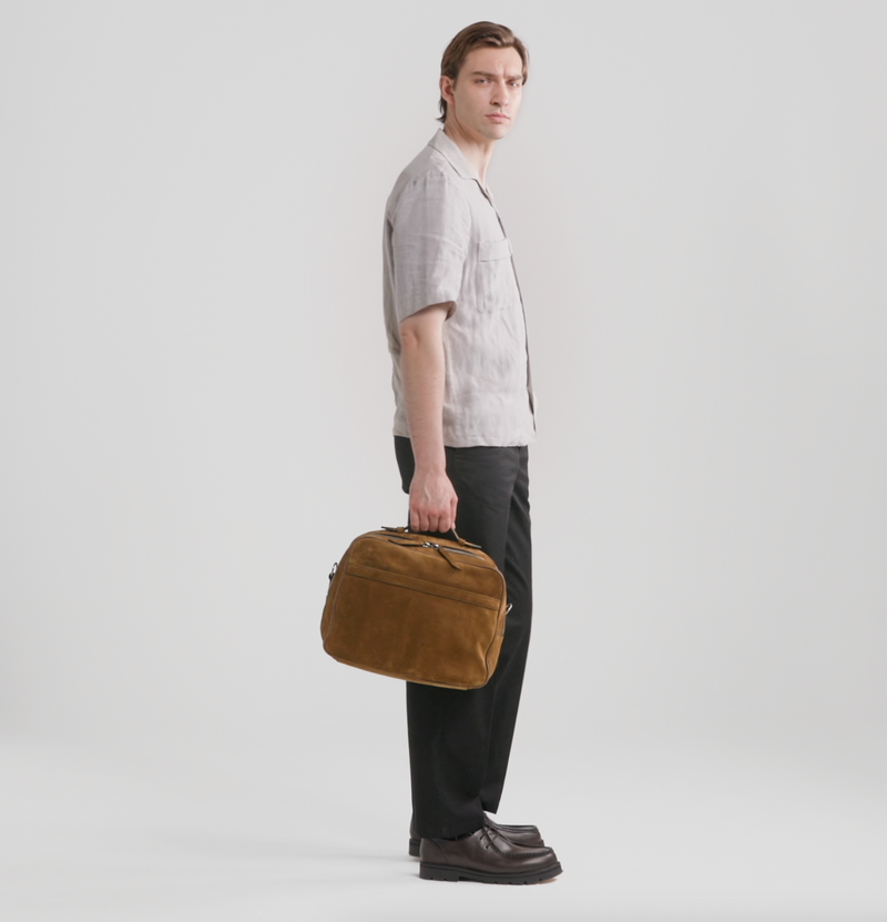 Métier Men's Crossbody Messenger Bag Tan Suede – Métier US