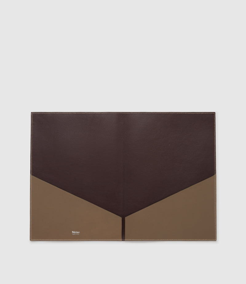 A4 Leather Folder Smooth Calfskin Taupe