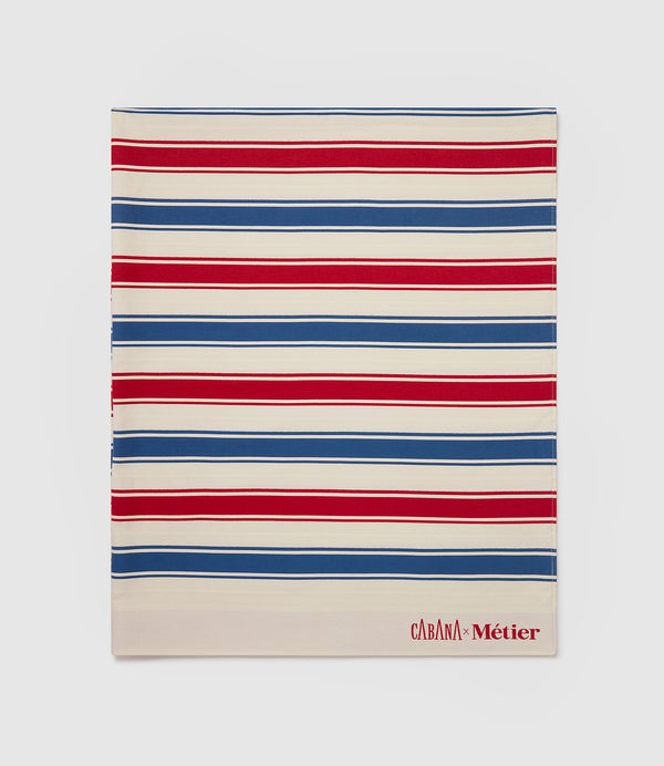 Large Beach Blanket Sustainable Cotton Red and Blue Stripe