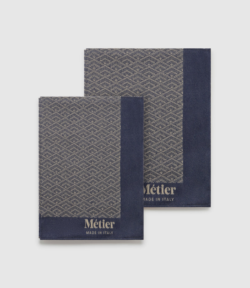 Small Cashmere Throw Navy and Natural