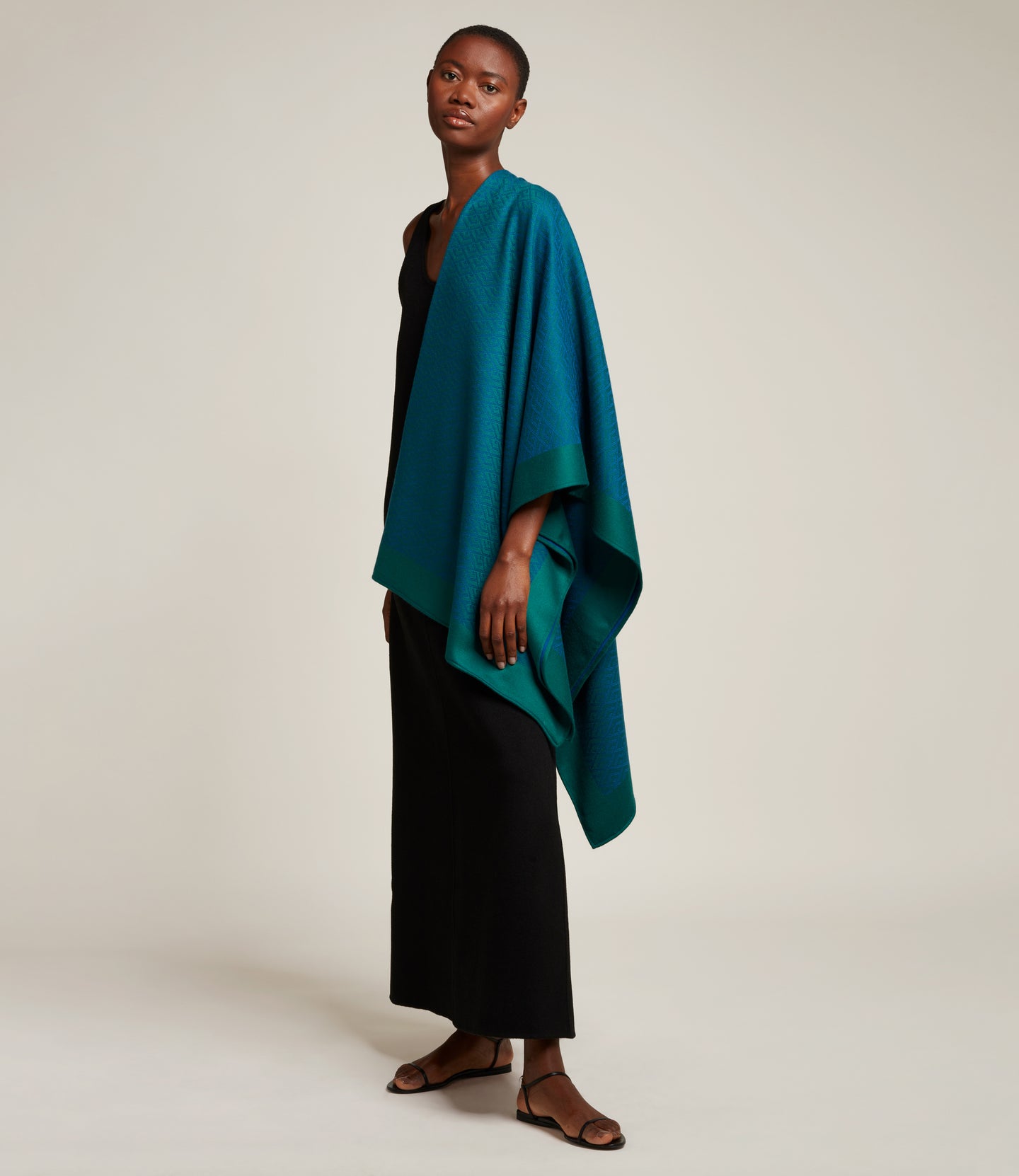 Small Cashmere Throw Yves Blue and Emerald