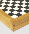 Travel Chess and Backgammon Set in Buffalo and Smooth Calfskin Leather, Olive and Ebony Wood