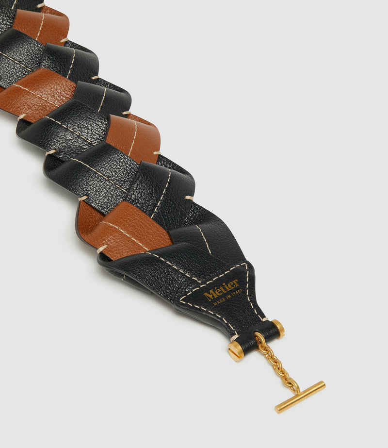 Loose Braided Strap Buffalo Black with Cognac