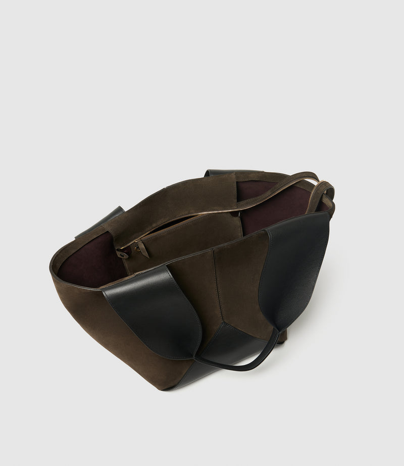 Market Weekend Suede Chocolate and Smooth Calfskin Black