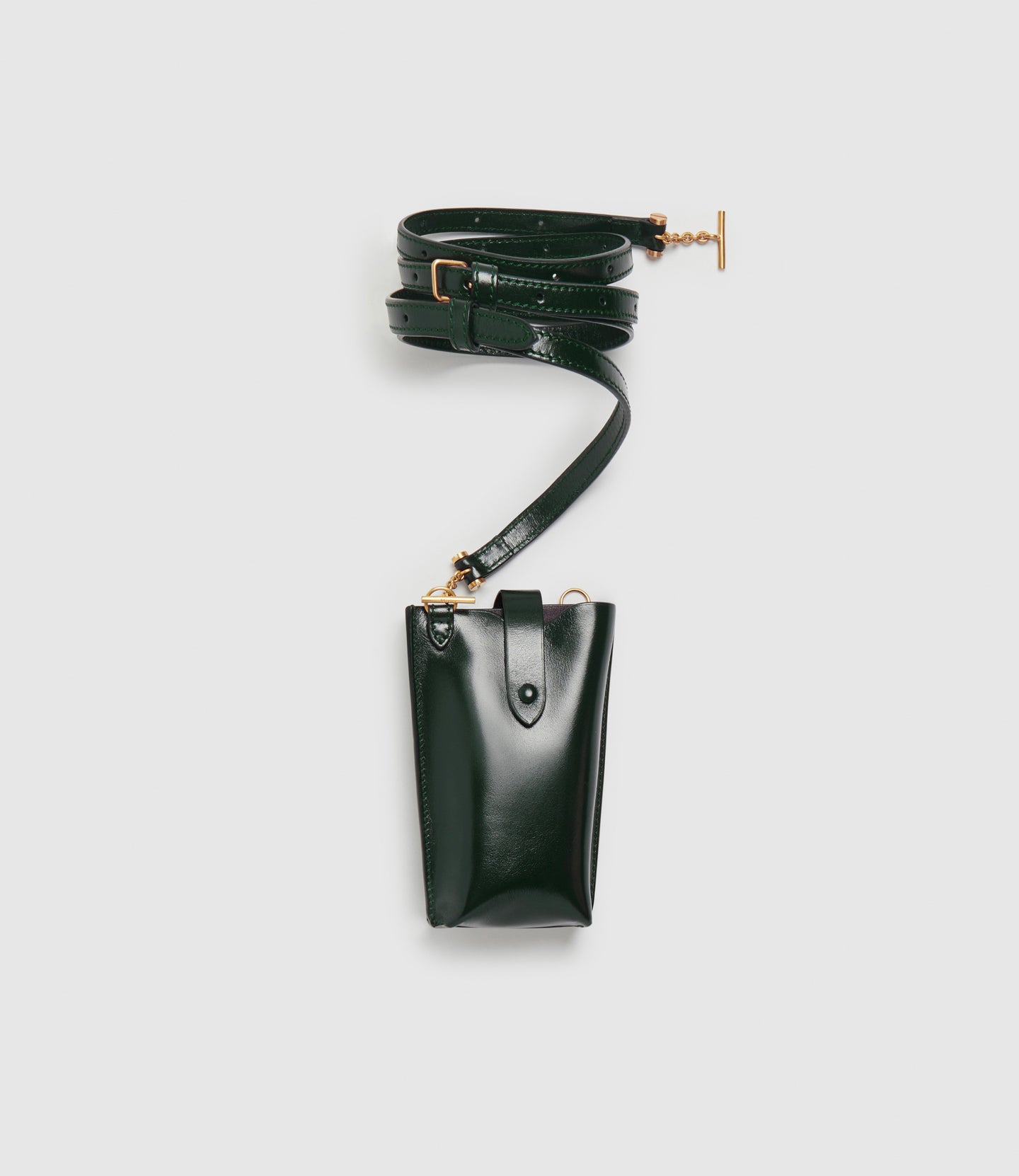 Minimalist Double Glossy Calfskin Forest Green