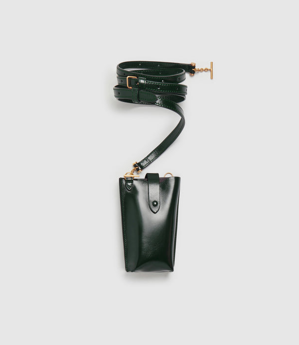 Minimalist Double Glossy Calfskin Forest Green