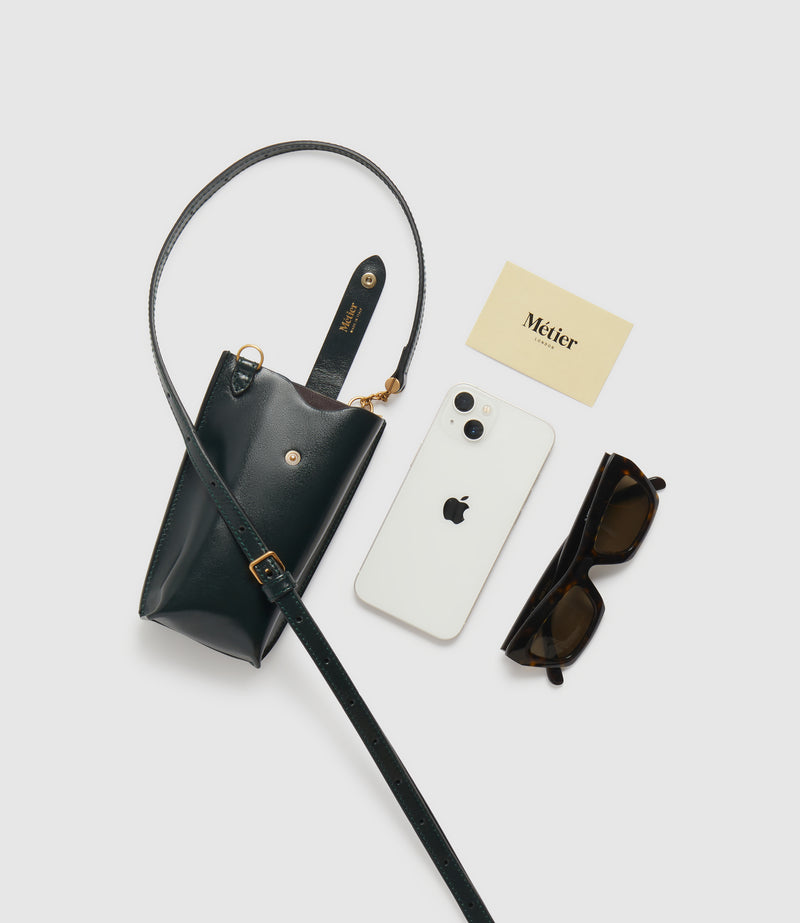Minimalist Double Glossy Calfskin Forest Green