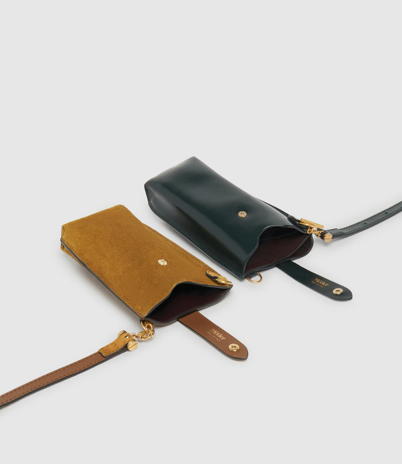 Minimalist Double Glossy Calfskin Forest Green