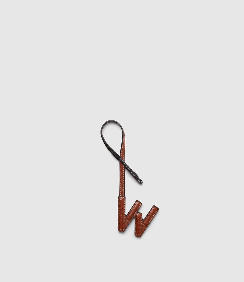 Personalisation Letter Charm Buffalo Cognac and Black with Salt Stitching