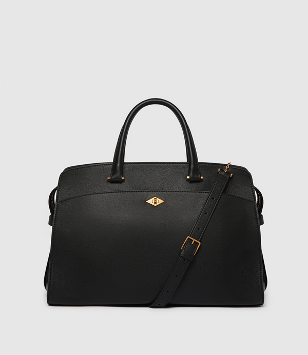 Private Eye Bag with Shoulder Strap Smooth Calfskin Black