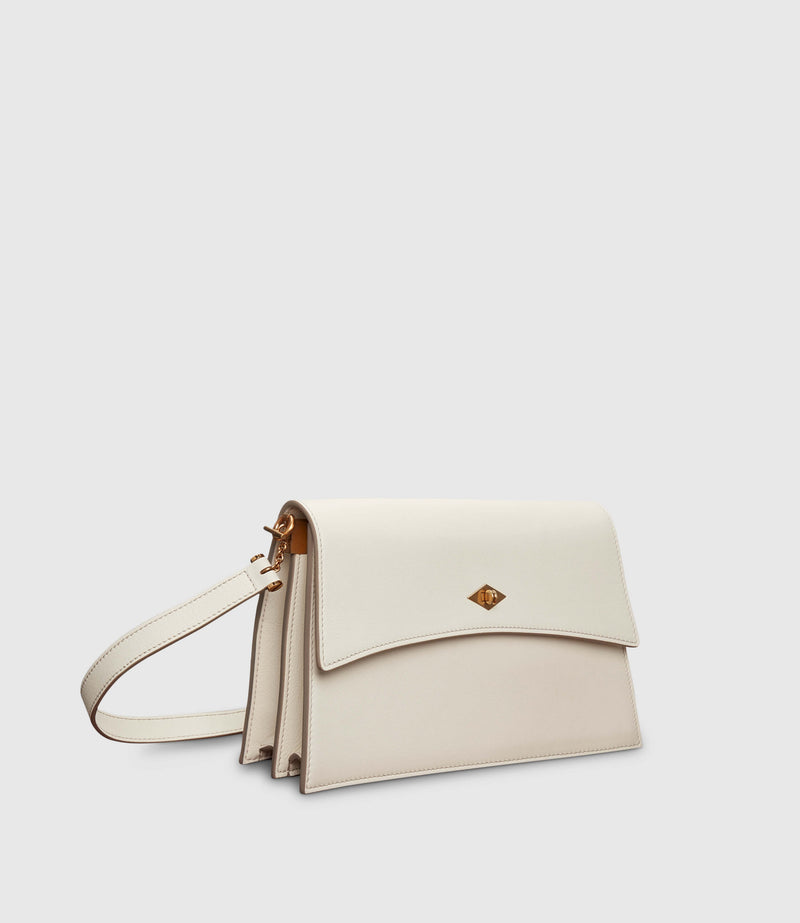 Roma Shoulder Bag Smooth Calfskin White Sand