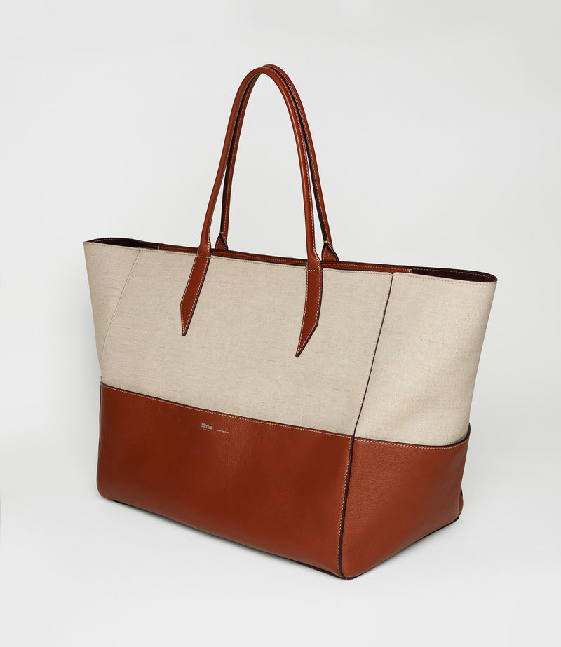 Incognito Large Cabas Bag Natural Linen Cognac