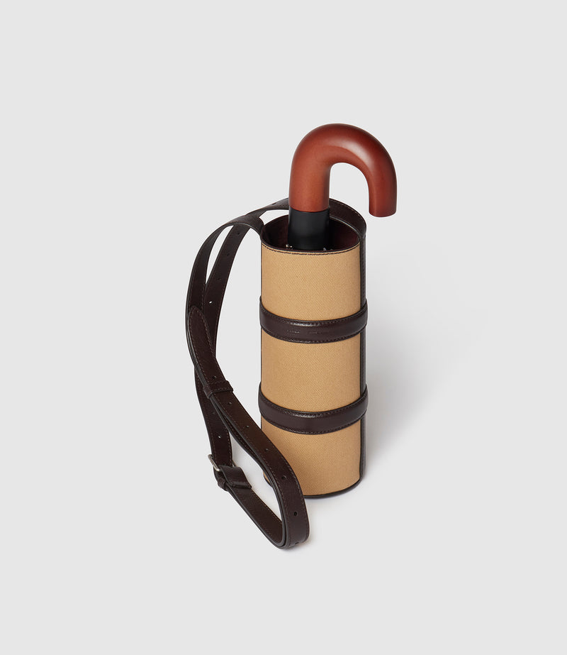 Water Bottle Holder Twill Sahara with Cioccolato